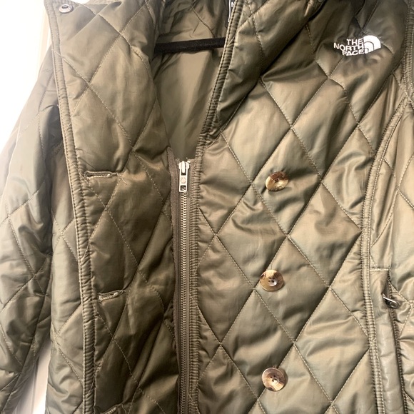 The North Face Women’s Small Quilted Puffer Jacket Zip Button Olive Green - Picture 3 of 7